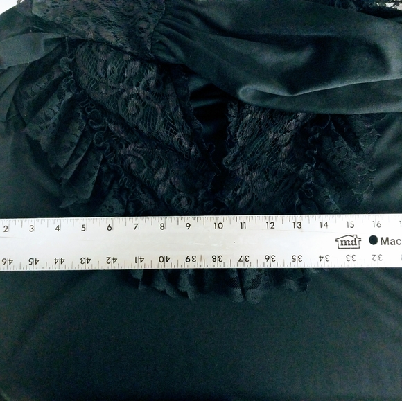 Goth Black Lace Blouse Peasant Vintage - Picture 9 of 9